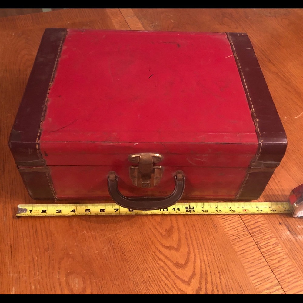Vintage Tin/Metal Red Suitcase